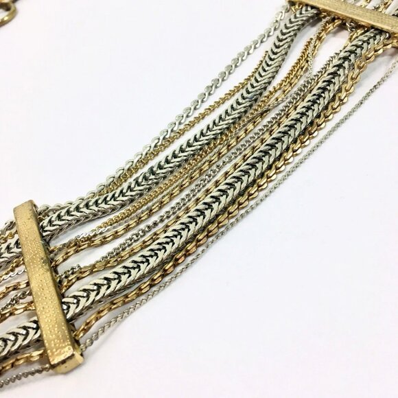 Vintage 90’s Heavy Multi Chain Gold & Silver Tone 44 Inch Link Statement Belt - Picture 5 of 9